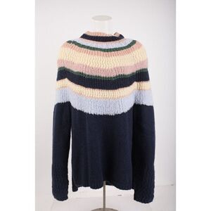 Caslon Womans Sweater Size L Navy Blue Multicolor Striped NWT
